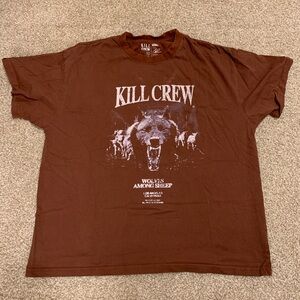 Kill Crew Dark Brown Wolf Graphic Tee